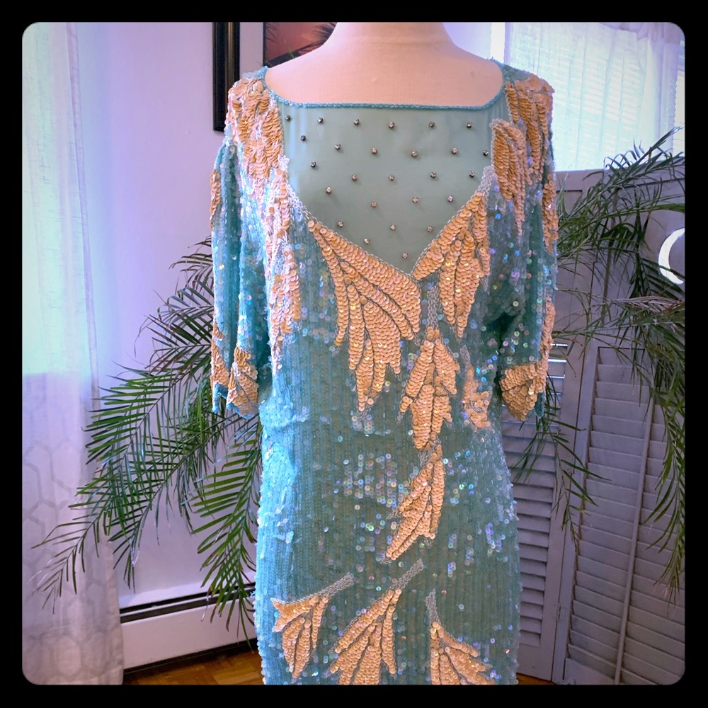 Vintage Sequin Dress 100% Silk